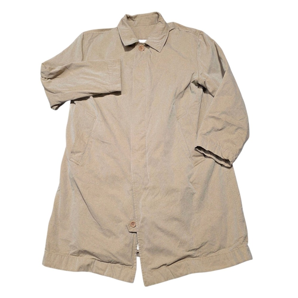 Banana Republic Trench Coat‎ Mens Medium Tan Wool Lined Long Jacket Twill